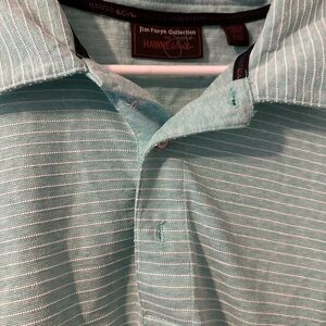 Hawke &Co Mint Green XXL Polo White Stripe Golf Shirt Jim Furyk Collection